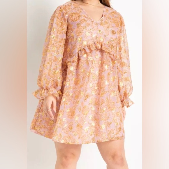 Clipped Jacquard Ruffle Mini Dress - Picture 1 of 9